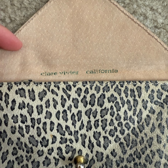 CLARE VIVIER Leopard Raw Leather Envelope Clutch / Wallet - Picture 2 of 6